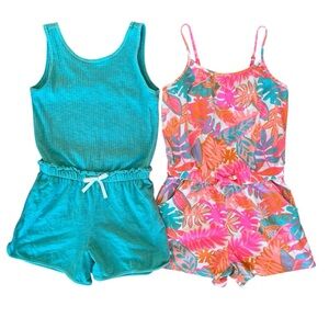 Cat & Jack Teal and Tropical Print Romper Set